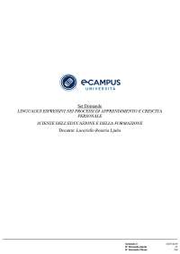 Paniere Ecampus Linguaggi espressivi nei processi di apprendimento e crescita - Scienze dell'educazione e formazione Prof. Lucariello