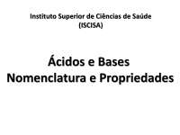 Ácidos e Bases: Nomenclatura e Propriedades