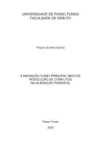 A MEDIAÇÃO COMO FORMA DE SOLUÇÃO DE CONFLITOS NA ALIENAÇÃO PARENTAL