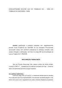 modelo petição inicial trabalhista