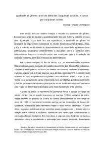 Ensaio: Igualdade de gênero: uma luta além das conquistas jurídicas, a busca por conquistas morais.
