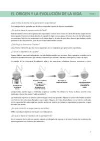 El origen y la evolucion de la vida - Docsity
