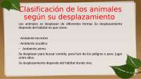 Clasificación de los animales según su desplazamiento - Docsity