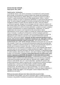 Riassunto "Sociologia dei consumi"; Degli Esposti, Riva, Setiffi