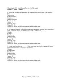 Public Relations: Principles and Practice - Chapter 15 Exercises