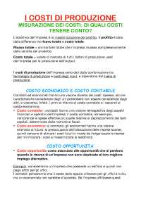 Capitolo 7 - I costi di produzione - Docsity