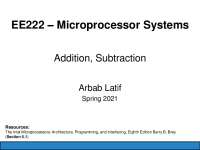 Microprocessor Systems: Addition, Subtraction and Flags in EE222