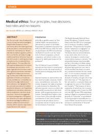 Medical ethics: four principles, two decisions, two roles and no reasons