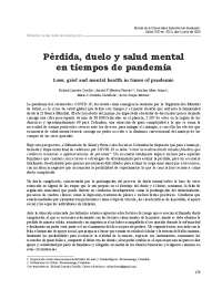 Pérdida, duelo y salud mental en tiempos de pandemia - Docsity