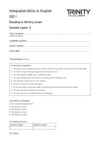Examen b1 trinity reading and writing - Docsity