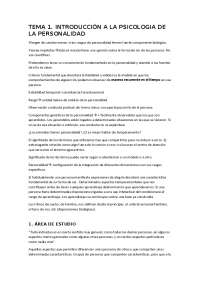 TEMA 1 PSICOLOGIA DE LA PERSONALIDAD - Docsity