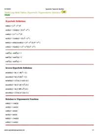hyperbolic functions