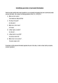 Identifying questions of personal information - Docsity