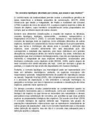 "Do conceito tipológico abordado por Linneu, aos atuais o que mudou?"