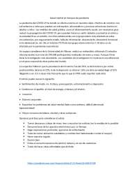 Salud Mental en tiempos de pandemia - Docsity