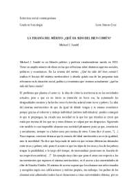Comentario "La tiranía del mérito"