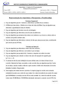 algoritmo e logica de programação ficha de  fluxogramas e pseudocódigo a