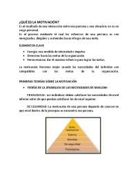 La motivación y sus Teorías | Apuntes de Psicología - Docsity