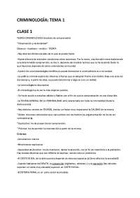 Apuntes de clase tema 1 Criminología - Docsity