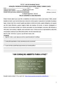 Projeto de vida 7º Ano Paz