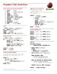 Forgotten T-SQL Cheat Sheet - Docsity
