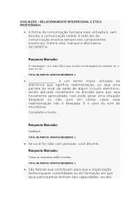 AVALIAÇÃO – RELACIONAMENTO INTERPESSOAL E ÉTICA PROFISSIONAL