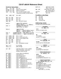 x86-64 Reference Sheet Assembly Code Cheat Sheet