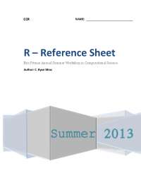R Cheat Sheet with Basic Commands, Functions and Plot