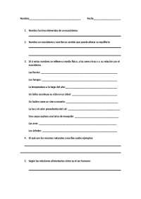 Examen Naturales y Sociales 4º Primaria