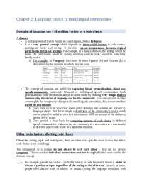 Chapter 2_Sociolinguistics_Summary