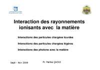 Interactions rayonnements ionisants