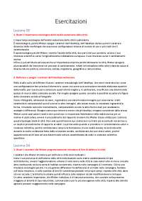 Esercitazioni - Sociologia Urbana, del Turismo e del Territorio - Uniecampus