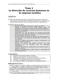 direccion de recursos humanos en empresas turísticas