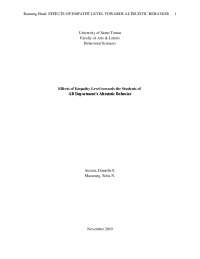 EFFECTS OF EMPATHY LEVEL TOWARDS ALTRUISTIC BEHAVIOR