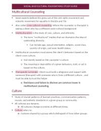 NCE Multicultural Counseling Study Sheet