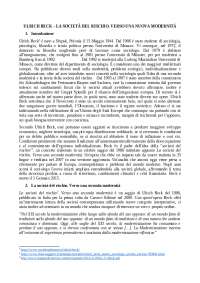 Ulrich Beck: La Società del Rischio - Verso una Seconda Modernità