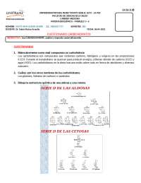Cuestionario de Bioquímica: Carbohidratos - Universidad Privada Franz Tamayo