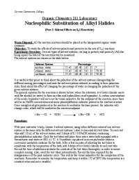 Nucleophilic Substitution of Alkyl Halides Lab