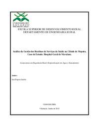 Análise da Gestão dos Resíduos de Serviços de Saúde na Cidade de Maputo, Caso de Estudo: Hospital Geral de Mavalane.