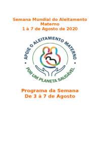 Semana Mundial do Alimentação Materna de 2020: Programação e Despesas
