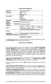 Constancia de No Acuerdo: Restitución de Inmueble Arrendado