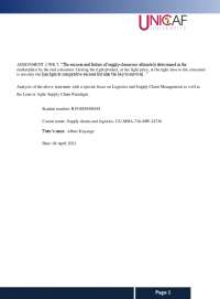 Supply chain and logistics-Essay 2 wk 7