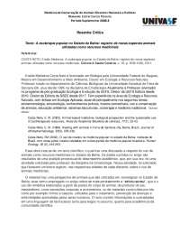 Resenha Crítica sobre o artigo: A zooterapia popular no Estado da Bahia: registro de novas espécies animais  utilizadas como recursos medicinais