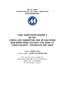 Phân tích chiến lược Marketing mix của sản phẩm kem đánh răng Colgate của tập đoàn Pamolive Việt Nam