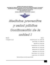 Medicina preventiva y salud pública - Continuación de la unidad I
