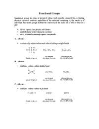 Lecture Notes on Functional Groups