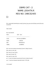 DBMS CAT 2- databased management system | Assignments Database ...