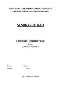 Porodicno i nasledno pravo - seminarski rad