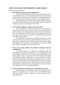 Supply and Demand in the Philippine Labor Market: An Analysis of Wages and Unemployment