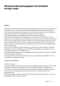 Werkstuk Maatschappijleer Criminaliteit 4e Klas Vmbo Docsity